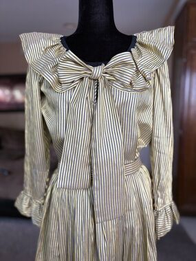 Vintage Yves Saint Laurent Striped Bow Blouse (Med) and skirt (Small)